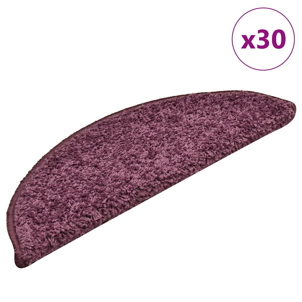 Vidaxx tapis d'escalier 30 pcs 56x17x3 cm violet foncé semi-circulaire