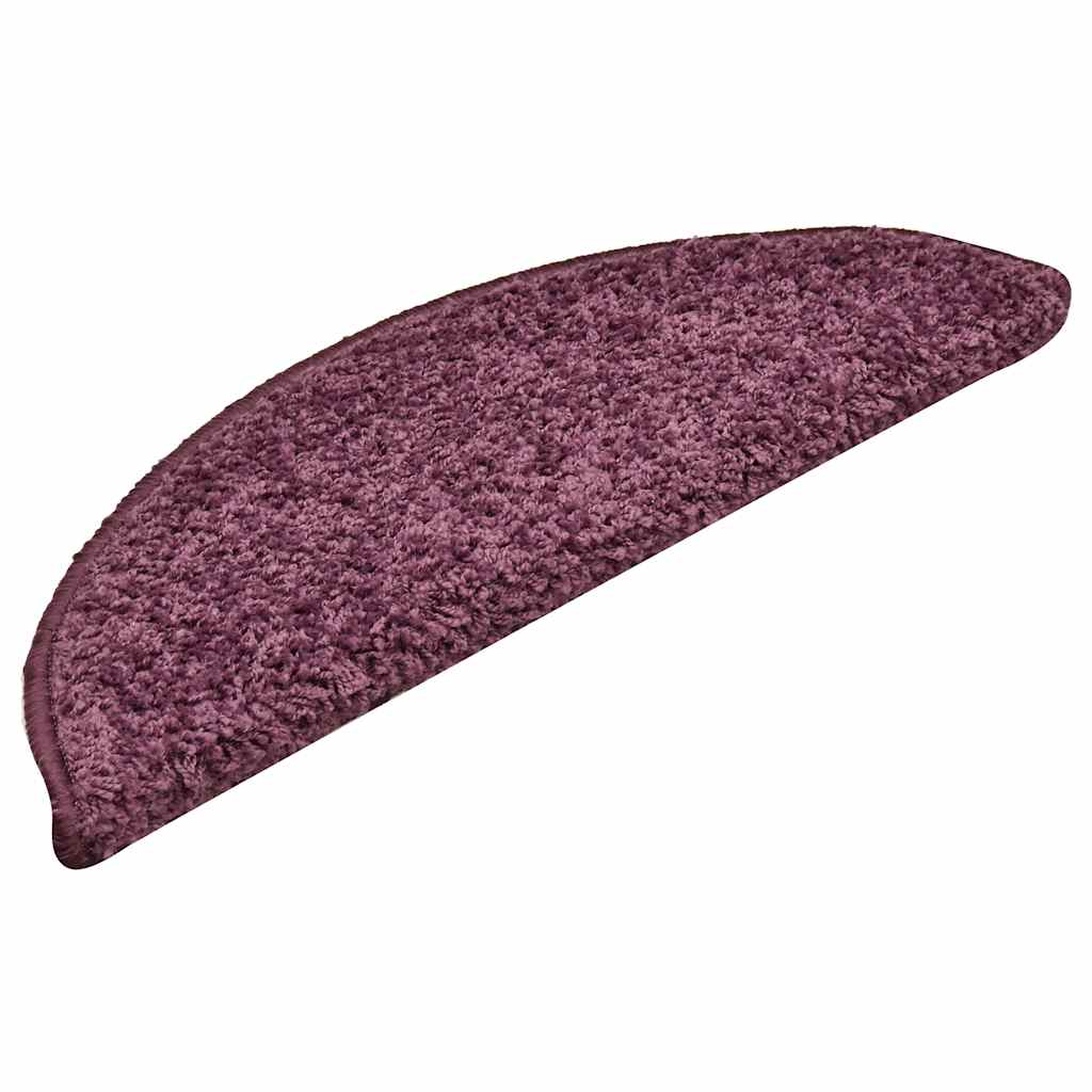 Vidaxx tapis d'escalier 30 pcs 56x17x3 cm violet foncé semi-circulaire