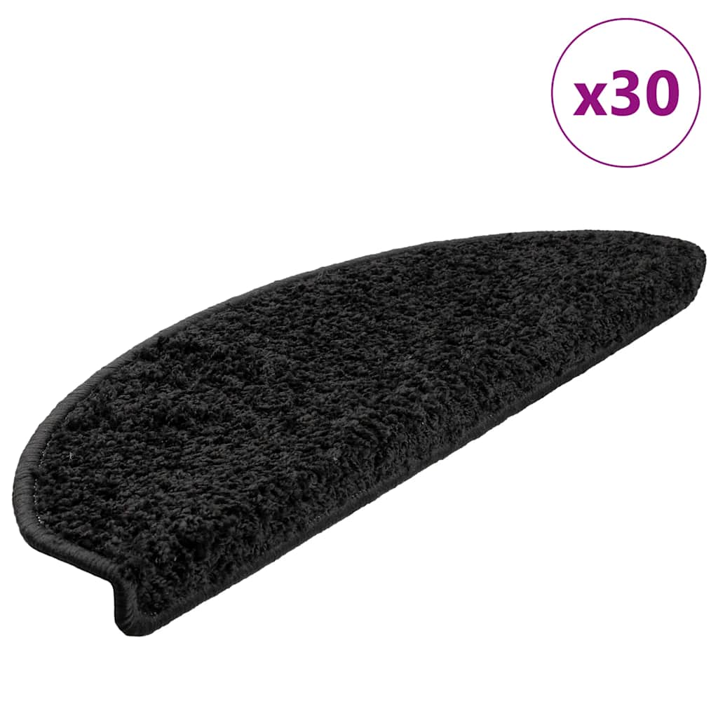 Vidaxx tapis d'escalier 30 pcs 65x21x4 cm noir semi-circulaire grand