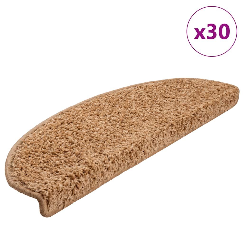 Vidaxx tapis d'escalier 30 pcs 65x21x4 cm beige semi-circulaire grand