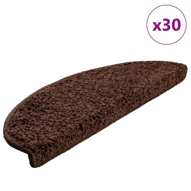 Vidaxx tapis d'escalier 30 pcs 65x21x4 cm marron semi-circulaire grand
