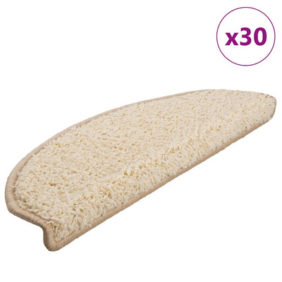 Vidaxx tapis d'escalier 30 pcs 65x21x4 cm crème semi-circulaire grand