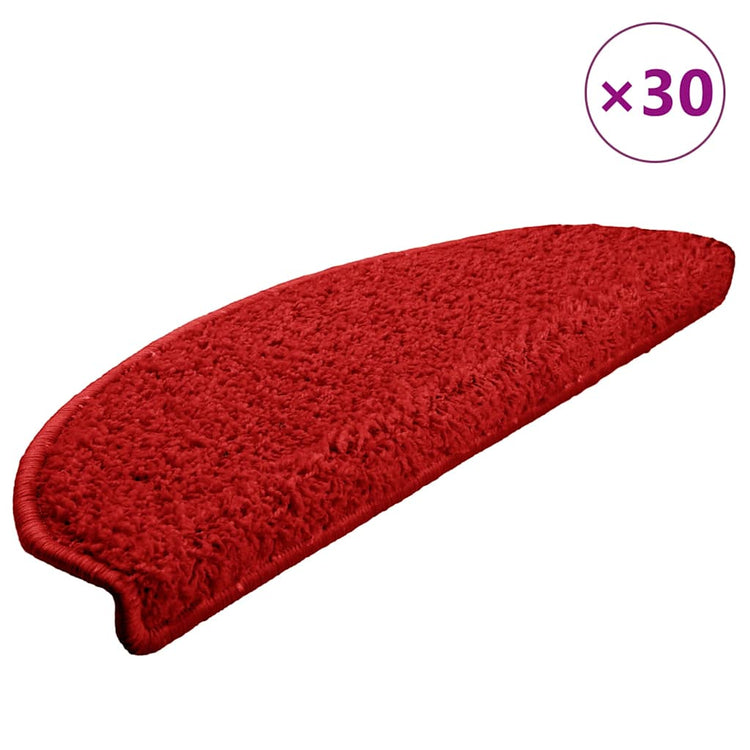 Vidaxx tapis d'escalier 30 pcs 65x21x4 cm rouge semi-circulaire grand