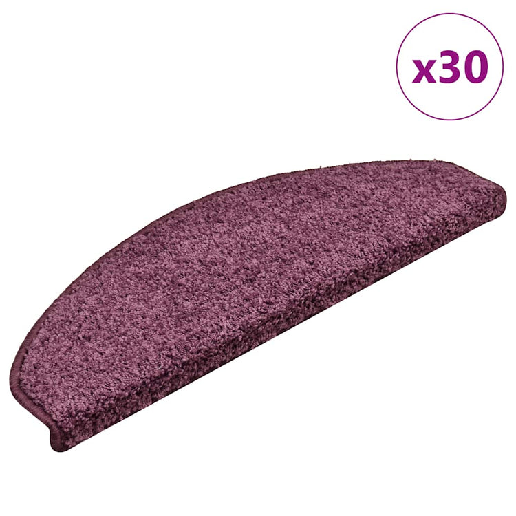 Vidaxx tapis d'escalier 30 pièces 65x21x4 cm violet foncé semi-circulaire grand