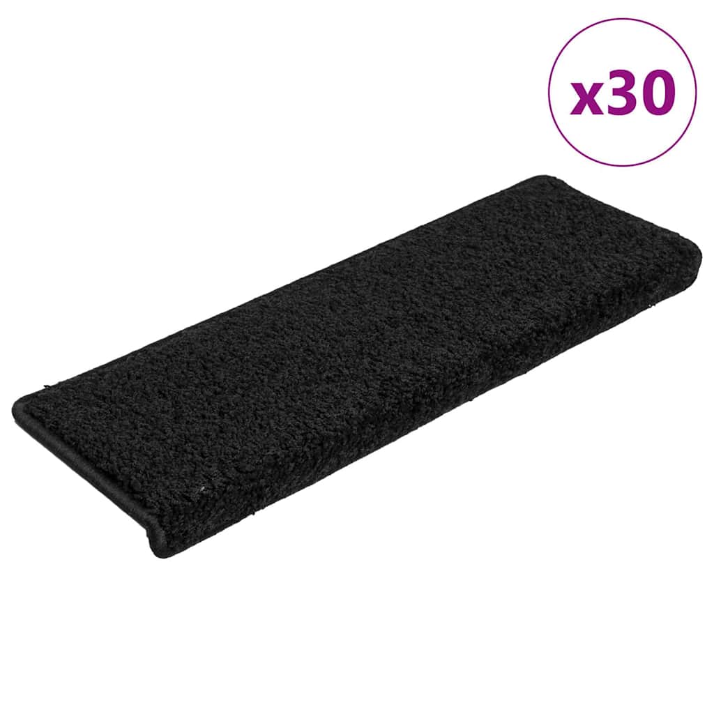 Vidaxx tapis d'escalier 30 pcs 65x21x4 cm bord rectangulaire noir