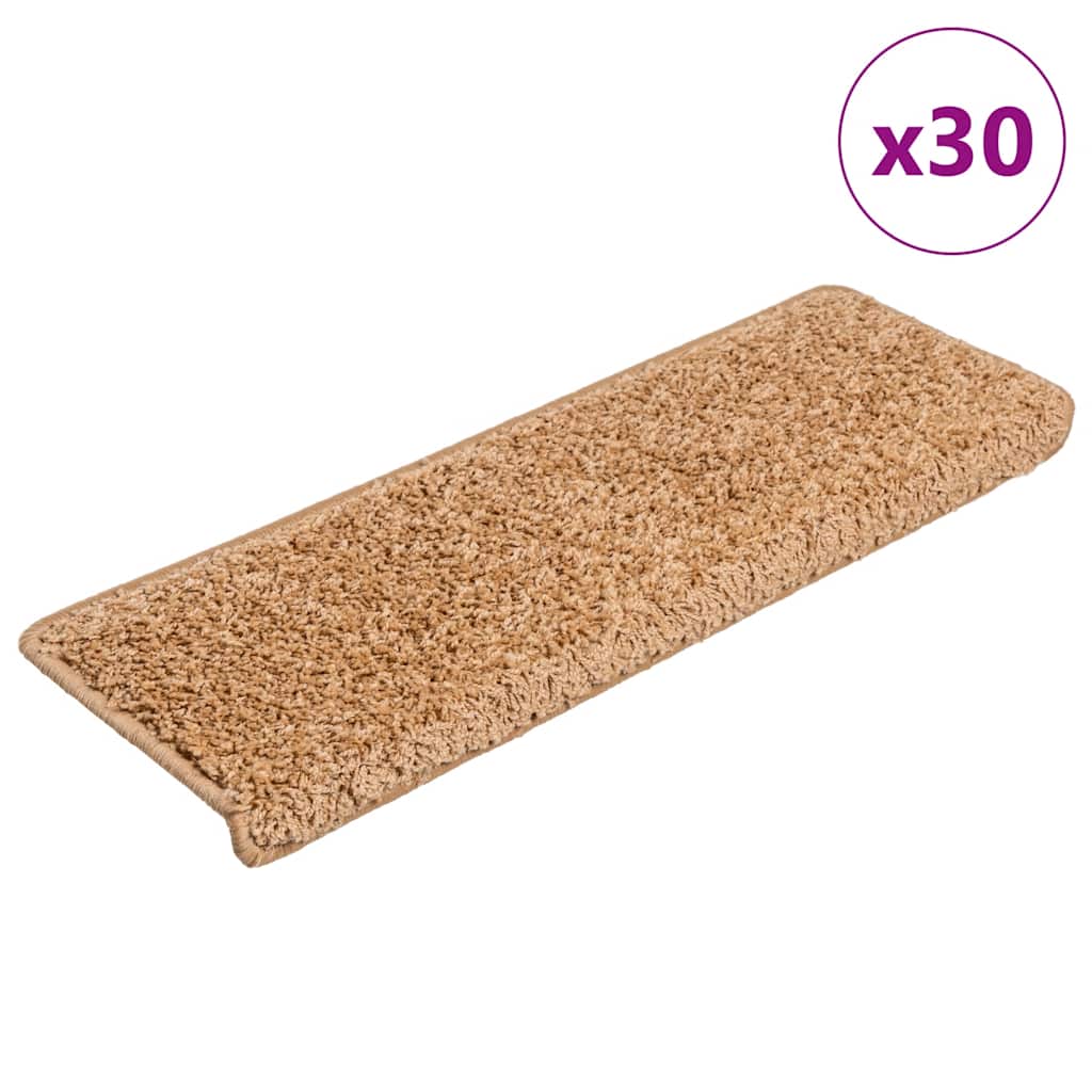 VidaXL tapis d'escalier 30 pcs 65x21x4 cm bord rectangulaire beige