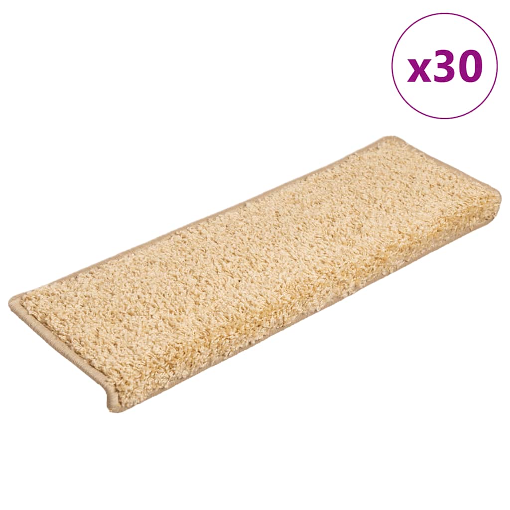 Vidaxx tapis d'escalier 30 pcs 65x21x4 cm crème avec bord rectangulaire