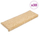 Vidaxx tapis d'escalier 30 pcs 65x21x4 cm crème avec bord rectangulaire