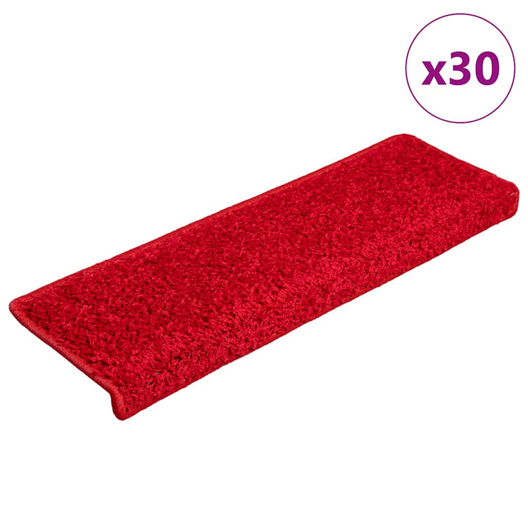 VidaXL tapis d'escalier 30 pcs 65x21x4 cm bord rectangulaire rouge