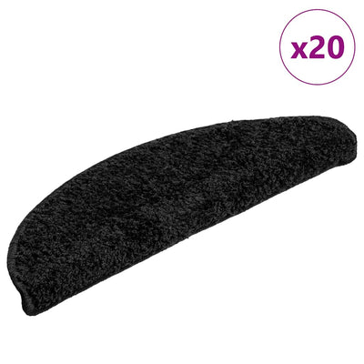 Vidaxx tapis d'escalier 20 pcs 56x17x3 cm noir semi-circulaire