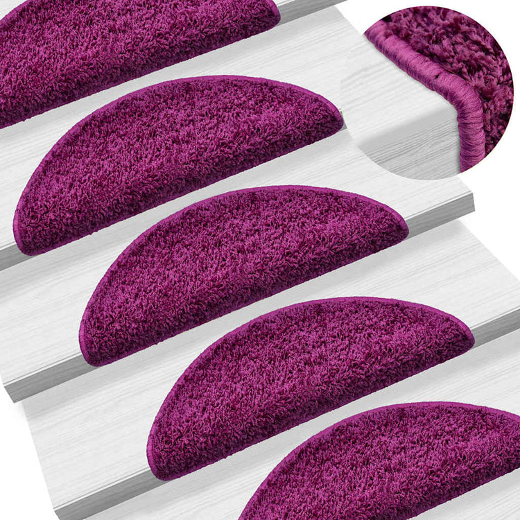 VidaXL tapis d'escalier 20 pcs 56x17x3 cm violet semi-circulaire