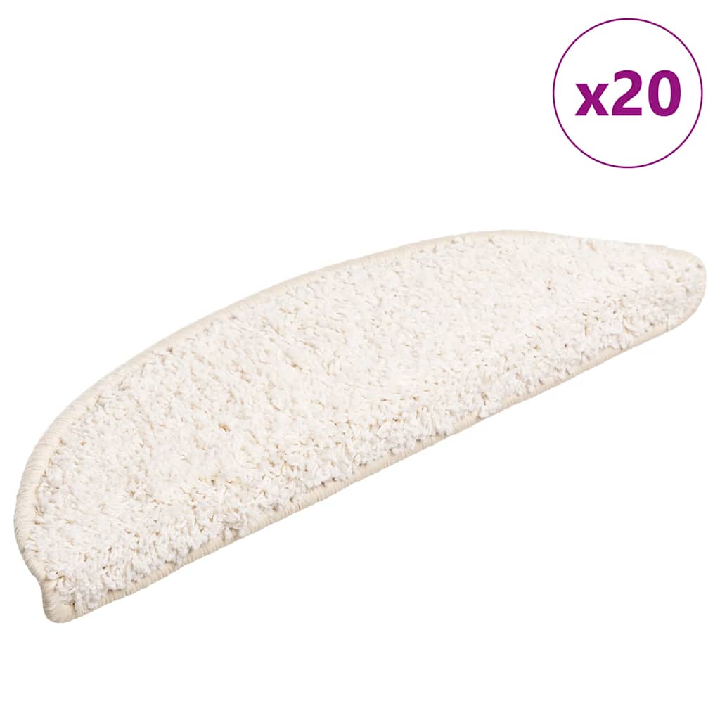 Vidaxx tapis d'escalier 20 pcs 56x17x3 cm blanc semi-circulaire