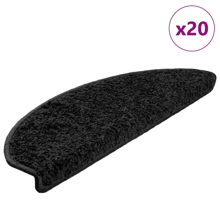 Vidaxx tapis d'escalier 20 pcs 65x21x4 cm noir semi-circulaire grand