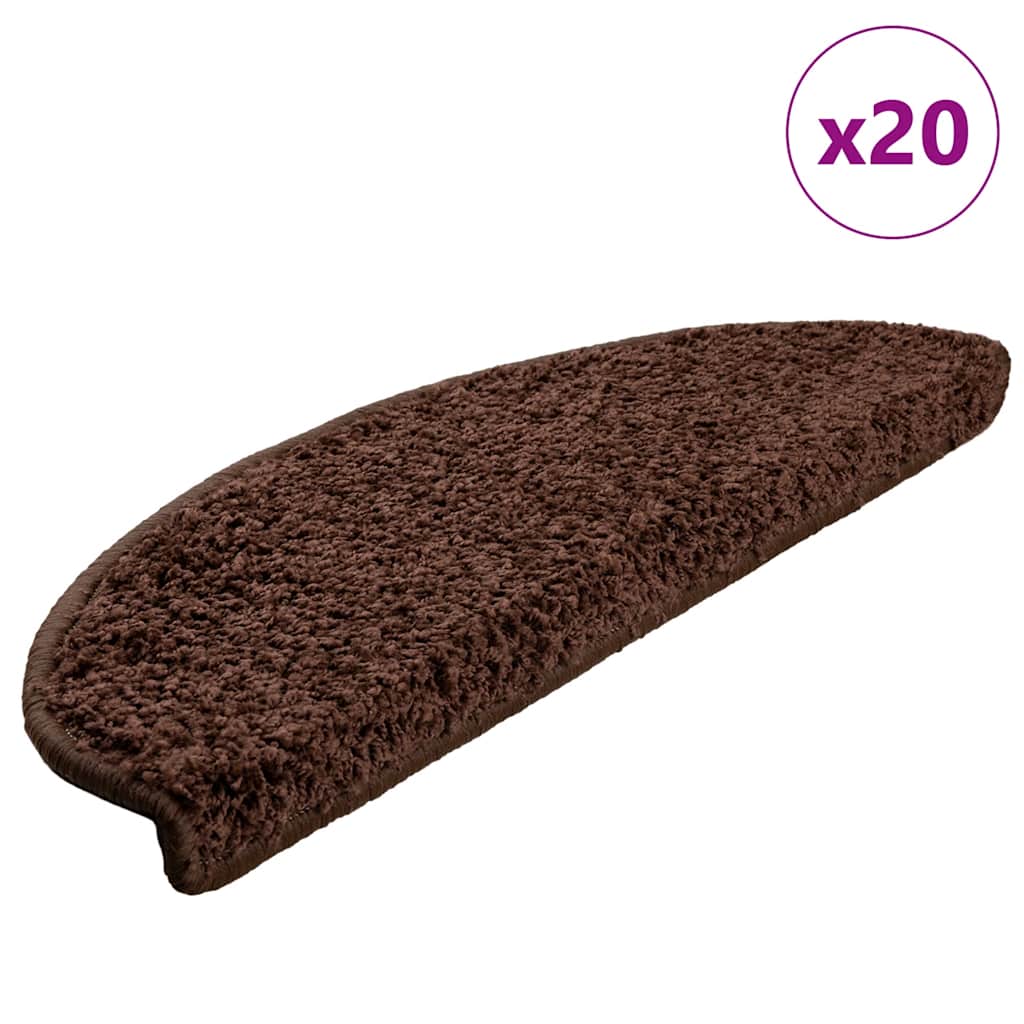 VidaXL tapis d'escalier 20 pcs 65x21x4 cm marron semi-circulaire grand