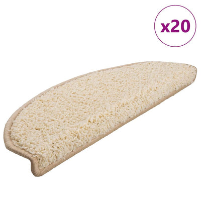 Vidaxx tapis d'escalier 20 pcs 65x21x4 cm crème semi-circulaire grand