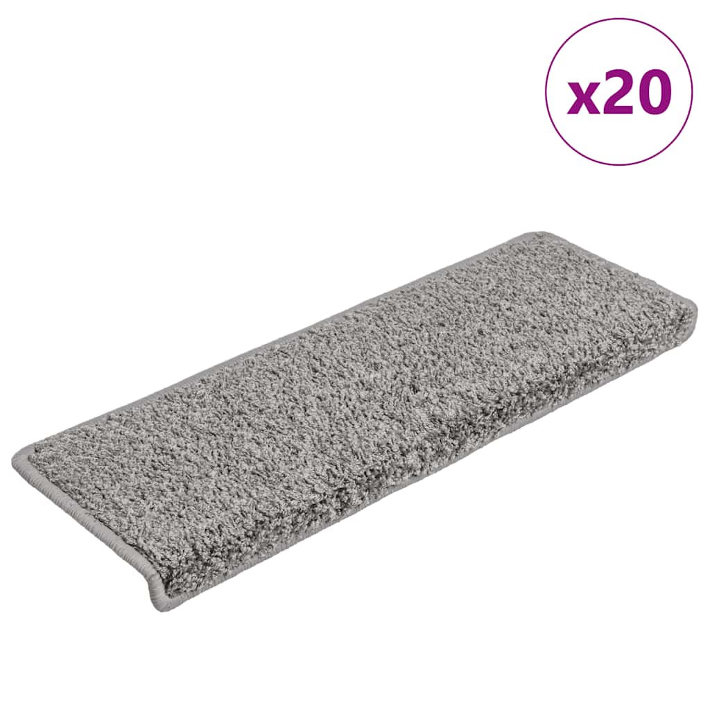 Vidaxx tapis d'escalier 20 pièces 65x21x4 cm bord rectangulaire gris