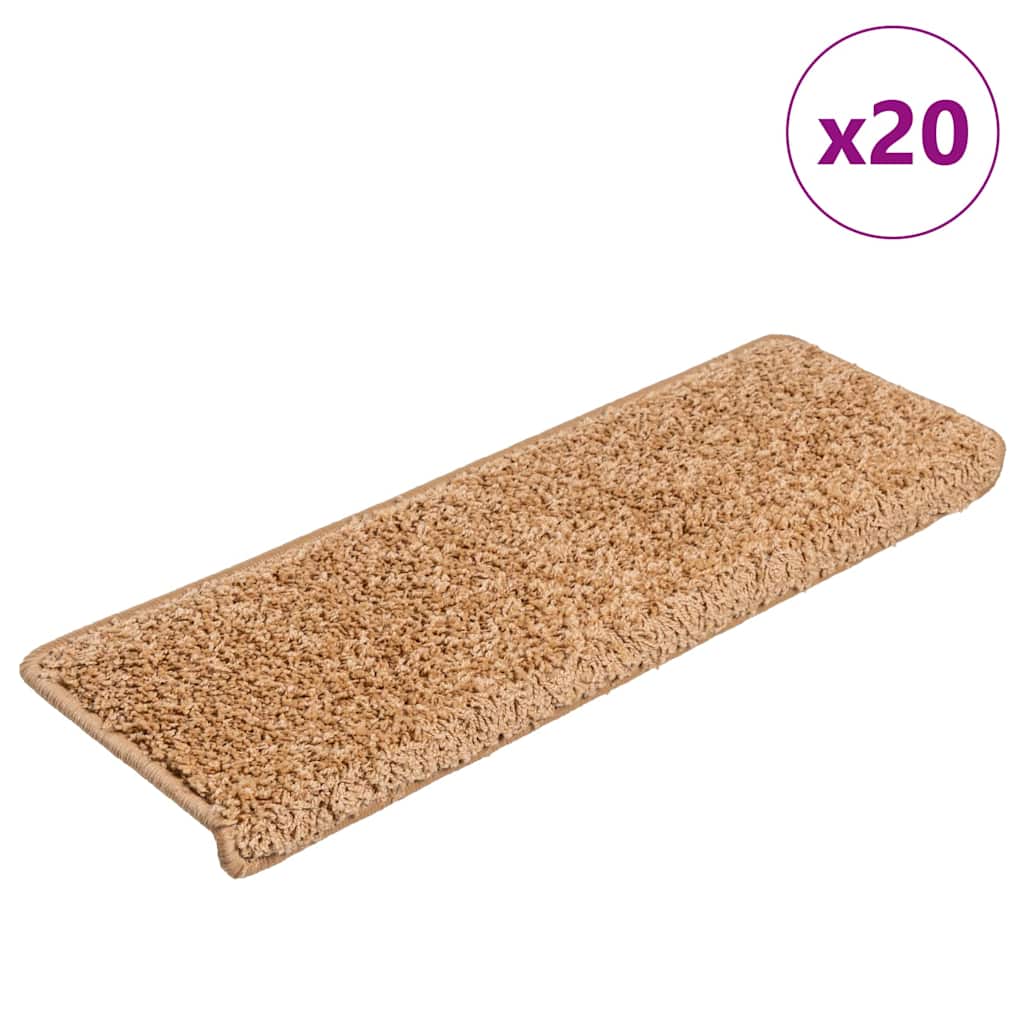 VidaXL tapis d'escalier 20 pcs 65x21x4 cm bord rectangulaire beige