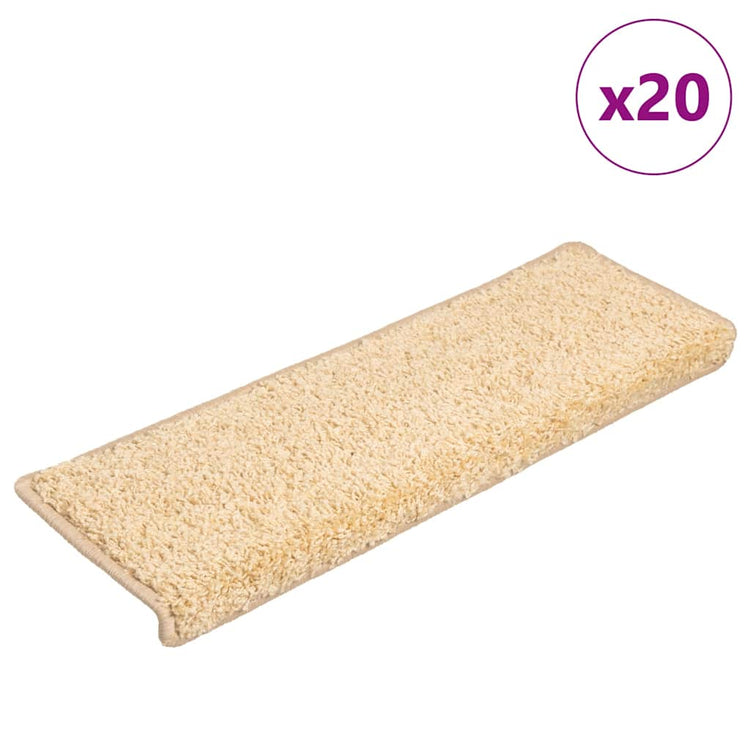 Vidaxx tapis d'escalier 20 pcs 65x21x4 cm crème avec bord rectangulaire