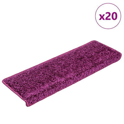 VidaXL tapis d'escalier 20 pcs 65x21x4 cm bord rectangulaire violet