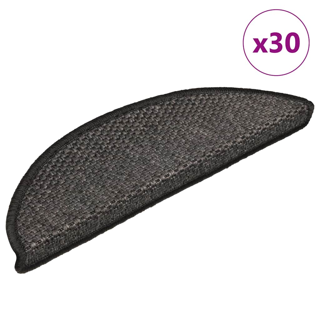 VidaXL tapis d'escalier autocollant aspect sisal 30 pcs 56x17x3 cm anthracite