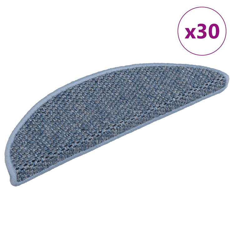 VidaXL tapis d'escalier autocollant aspect sisal 30 pcs 56x17x3 cm bleu