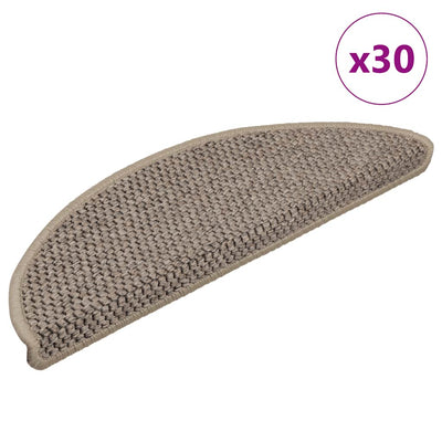 VidaXL tapis d'escalier autocollant aspect sisal 30 pcs 56x17x3 cm beige foncé