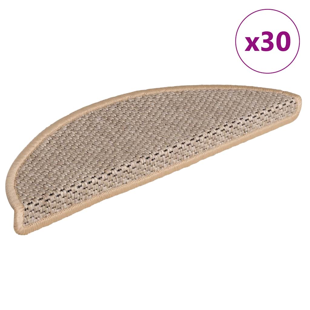 VidaXL tapis d'escalier autocollant aspect sisal 30 pcs 56x17x3 cm beige clair