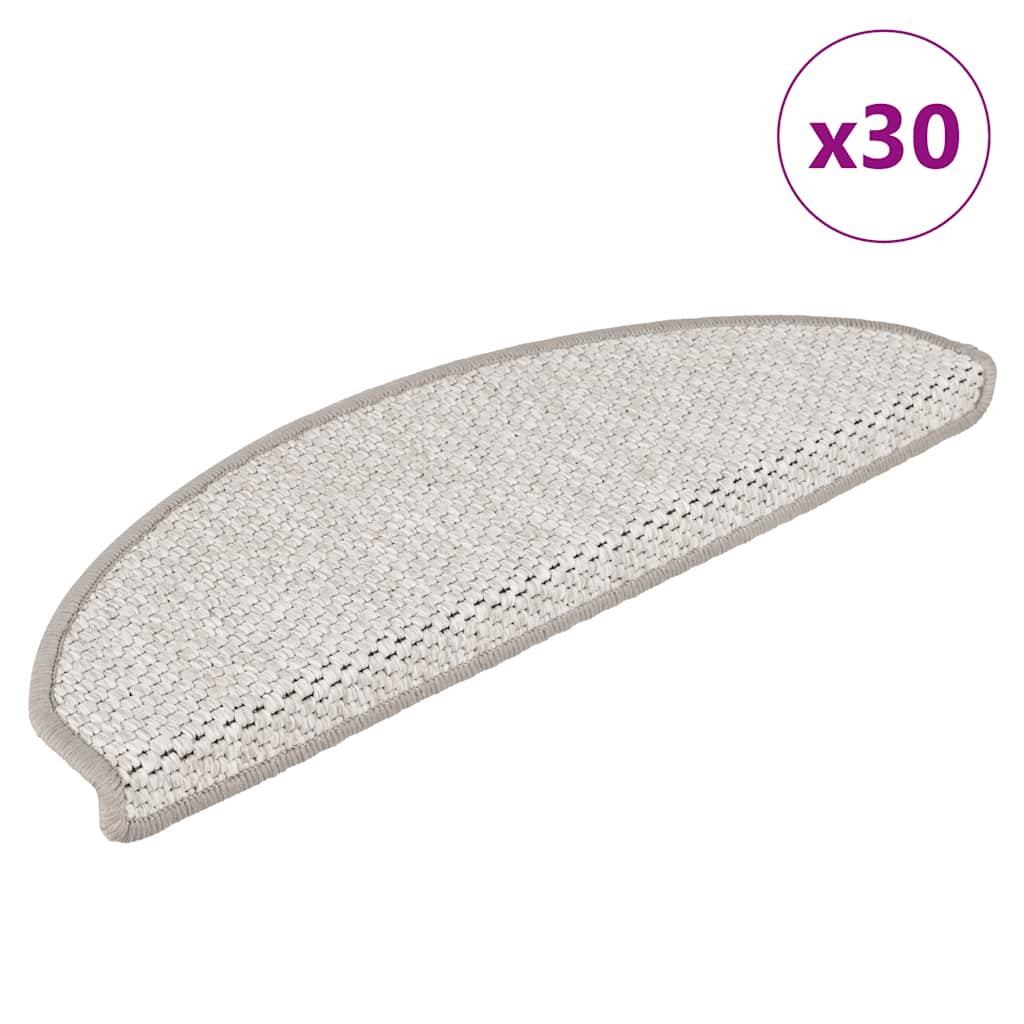 Vidaxxl tapis d'escalier autocollant aspect sisal 30 pcs 65x21x4 cm platine