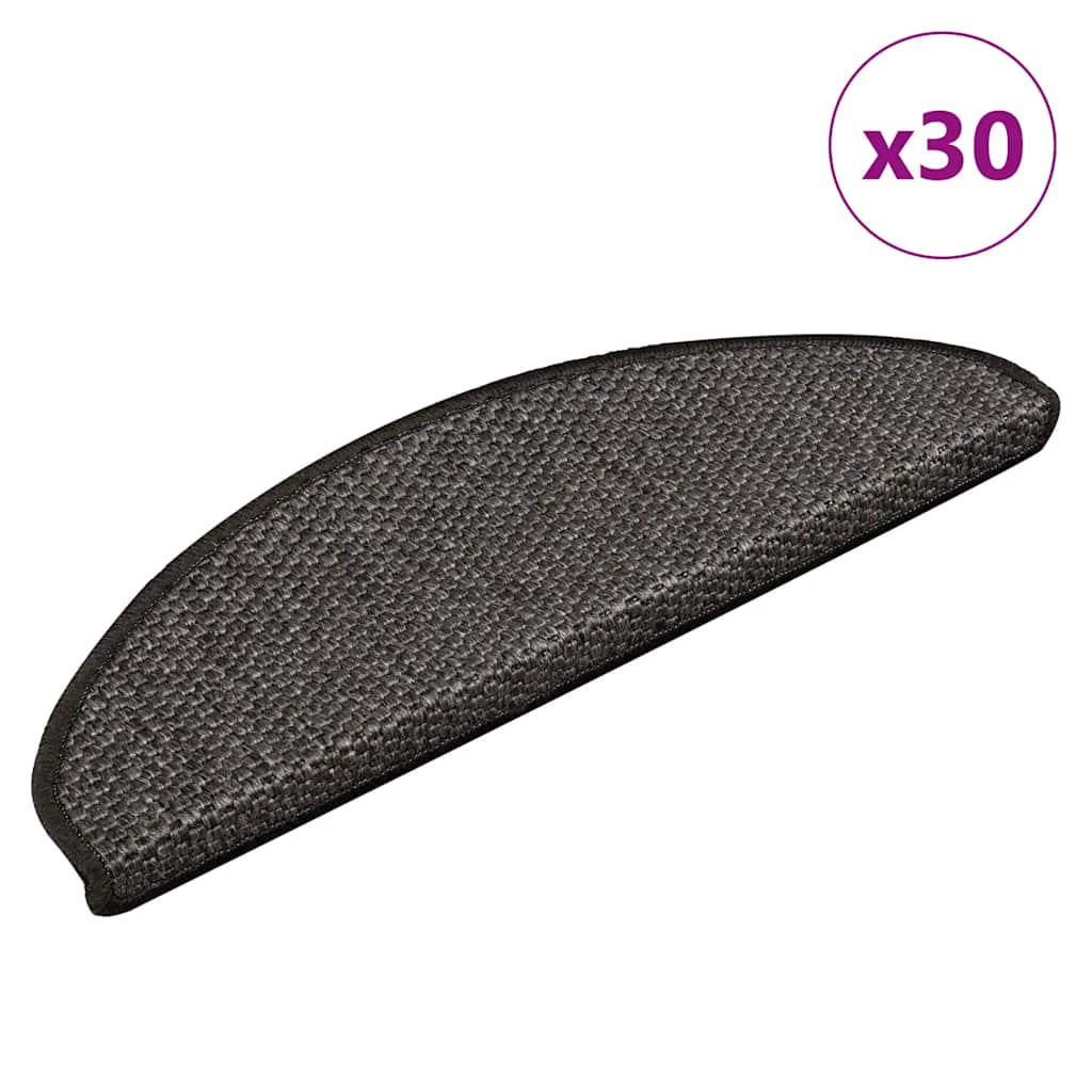 VidaXL tapis d'escalier autocollant aspect sisal 30 pcs 65x21x4 cm anthracite