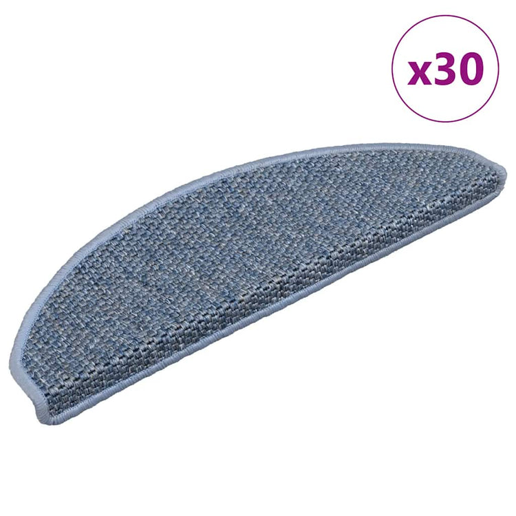 VidaXL tapis d'escalier autocollant aspect sisal 30 pcs 65x21x4 cm bleu