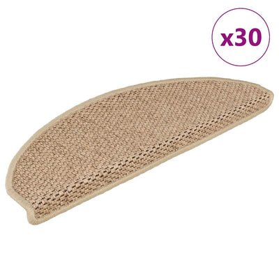 VidaXL tapis d'escalier autocollant aspect sisal 30 pcs 65x21x4 cm sable