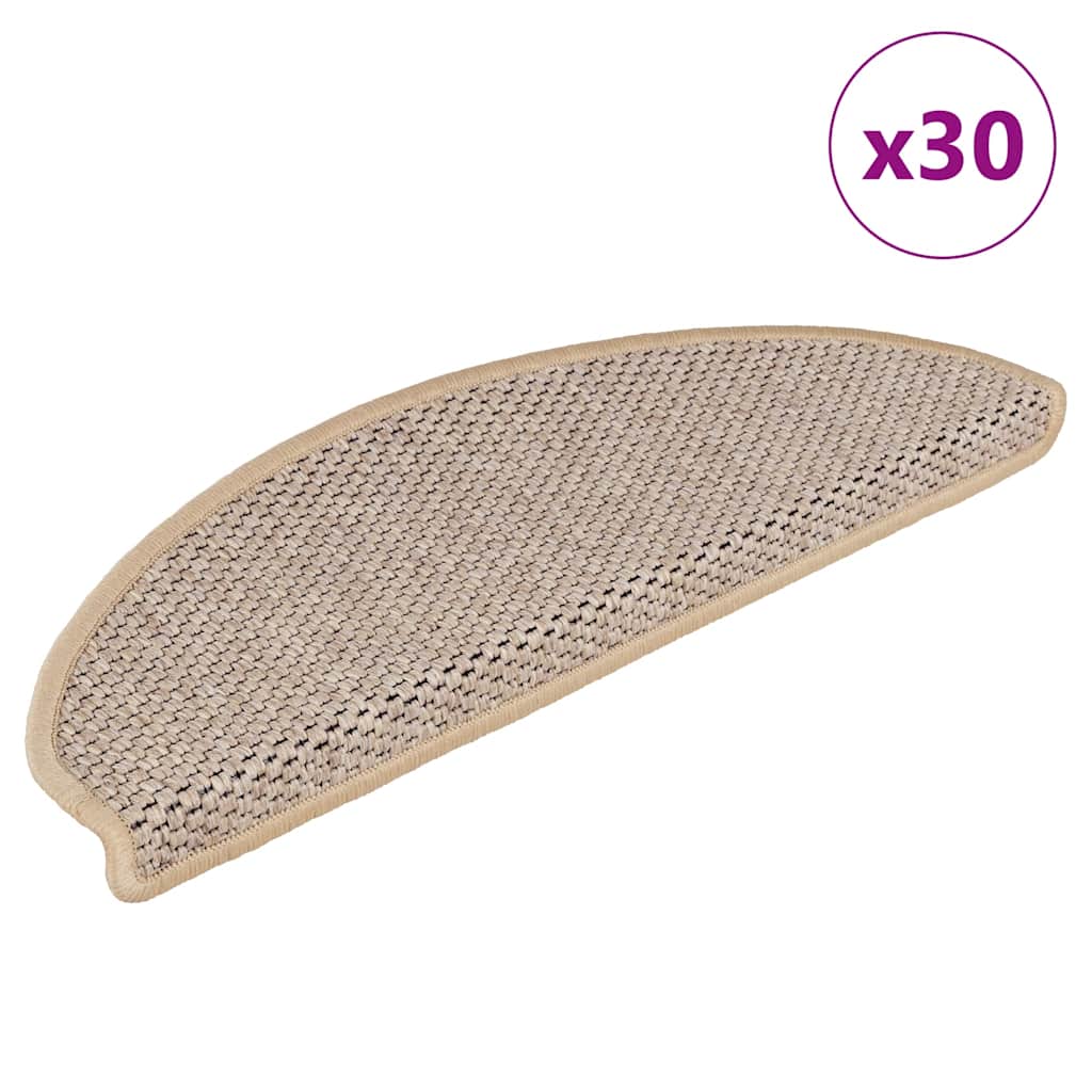 VidaXL tapis d'escalier aspect sisal autocollant 30 pcs 65x21x4 cm beige clair