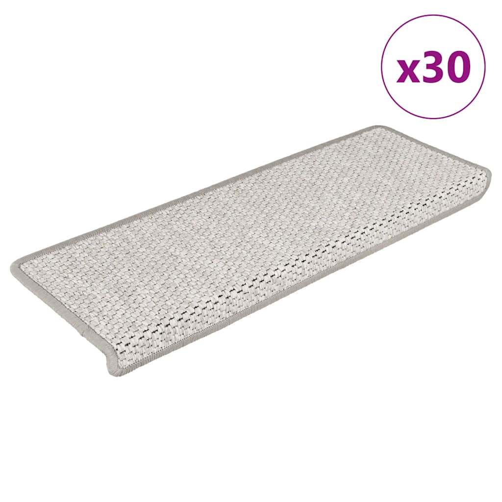 Vidaxxl tapis d'escalier autocollant aspect sisal 30 pcs 65x21x4 cm platine