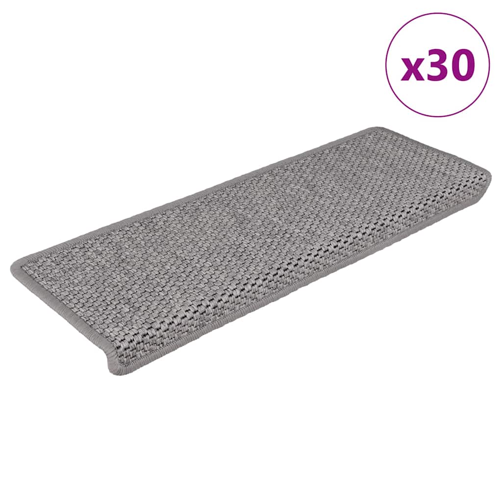 Vidaxx tapis d'escalier autocollant aspect sisal 30 pcs 65x21x4cm couleur argent