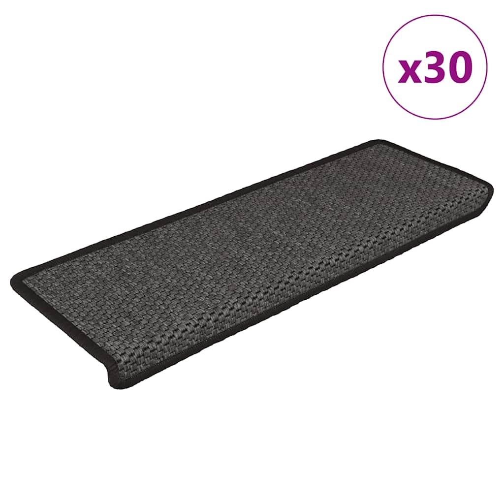 VidaXL tapis d'escalier autocollant aspect sisal 30 pcs 65x21x4 cm anthracite