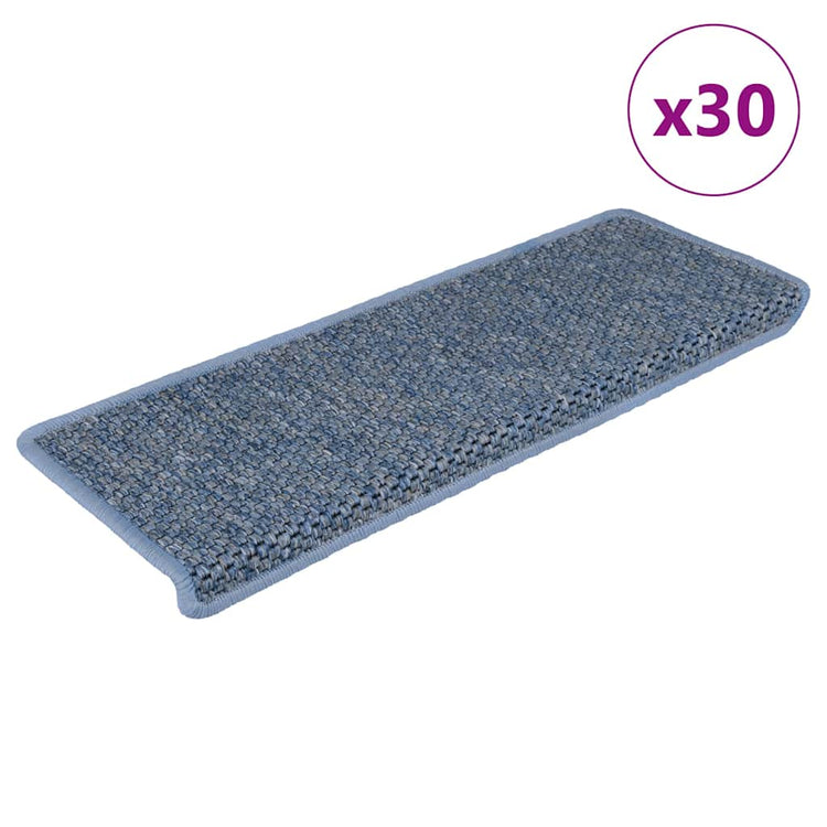 VidaXL tapis d'escalier auto-adhésifs 30 pcs aspect sisal 65x21x4 cm bleu
