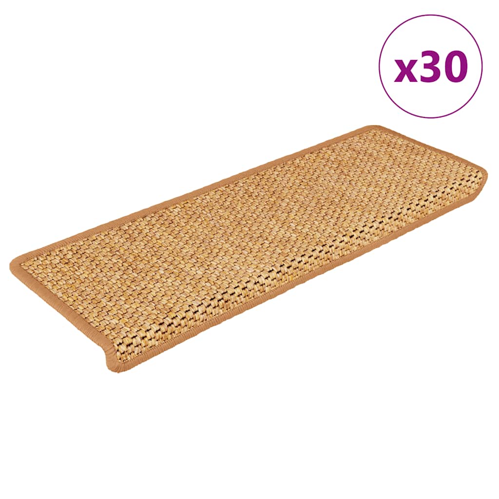 VidaXL tapis d'escalier auto-adhésifs 30 pcs aspect sisal 65x21x4 cm sisal