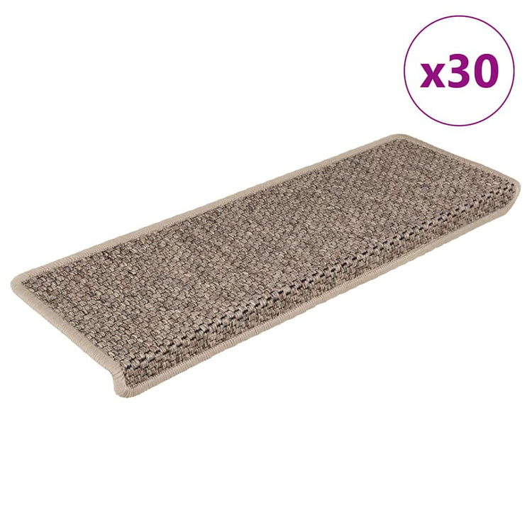 VidaXL tapis d'escalier auto-adhésifs 30 pcs aspect sisal 65x21x4 cm beige foncé