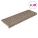 VidaXL tapis d'escalier auto-adhésifs 30 pcs aspect sisal 65x21x4 cm beige foncé