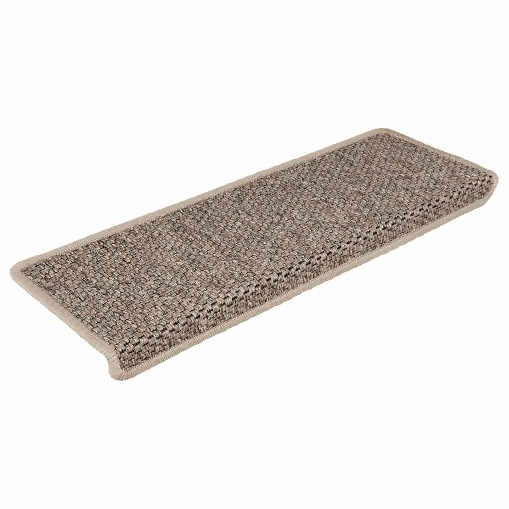 VidaXL tapis d'escalier auto-adhésifs 30 pcs aspect sisal 65x21x4 cm beige foncé