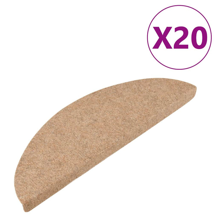 VidaXL tapis d'escalier auto-adhésifs 20 pcs 56x17x3 cm beige