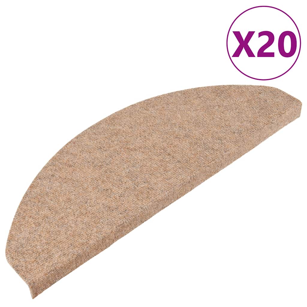 VidaXL tapis d'escalier auto-adhésifs 20 pcs 65x22,5x3,5 cm beige