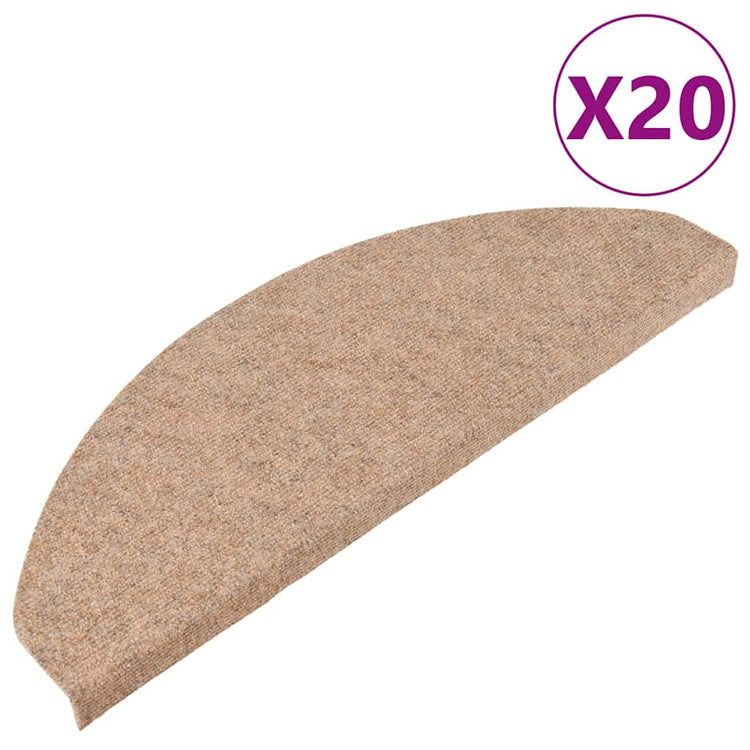 VidaXL tapis d'escalier auto-adhésifs 20 pcs 65x22,5x3,5 cm beige