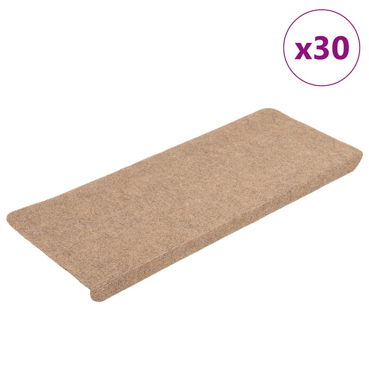 VidaXL tapis d'escalier auto-adhésifs 30 pcs 65x24,5x3,5 cm beige