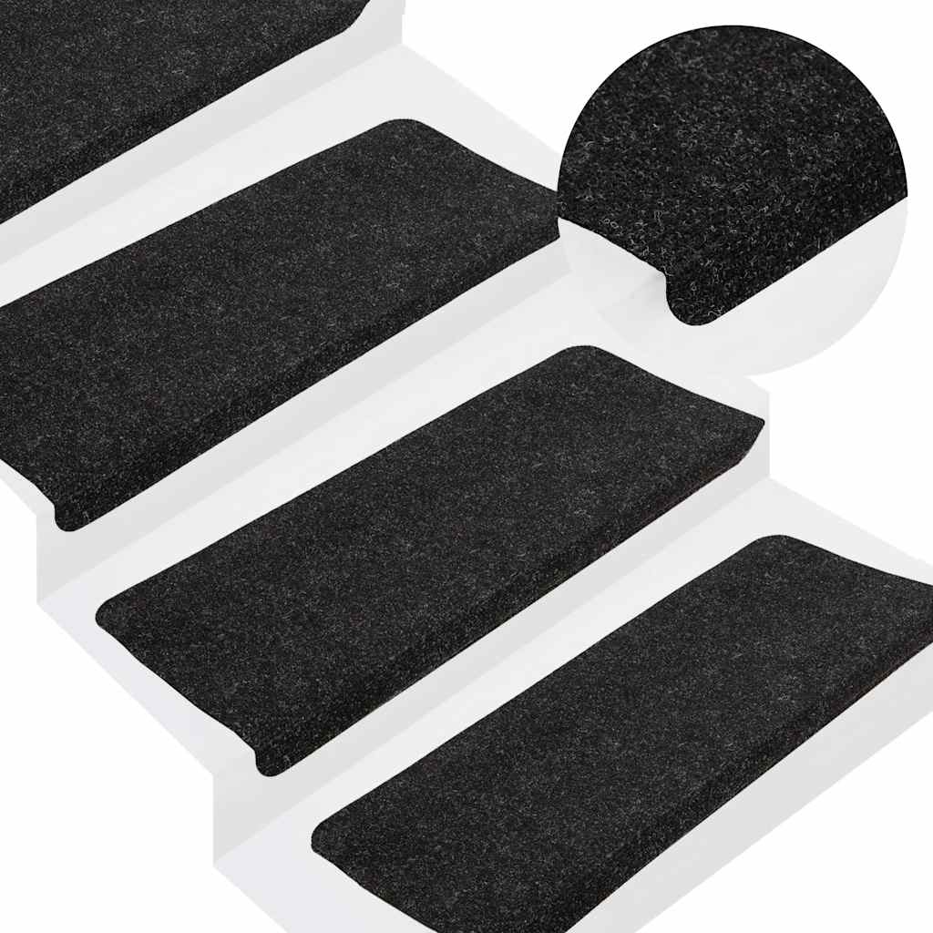 VidaXL tapis d'escalier auto-adhésifs 30 pcs 65x24,5x3,5 cm anthracite