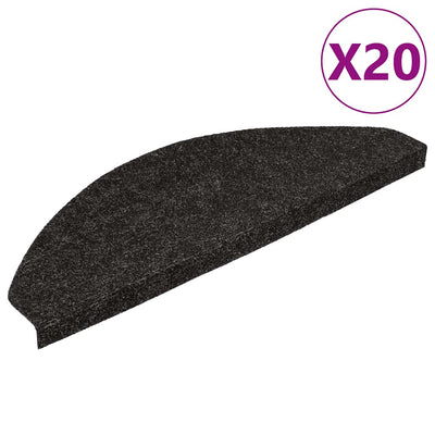 VidaXL tapis d'escalier auto-adhésifs 20 pcs 56x17x3 cm noir
