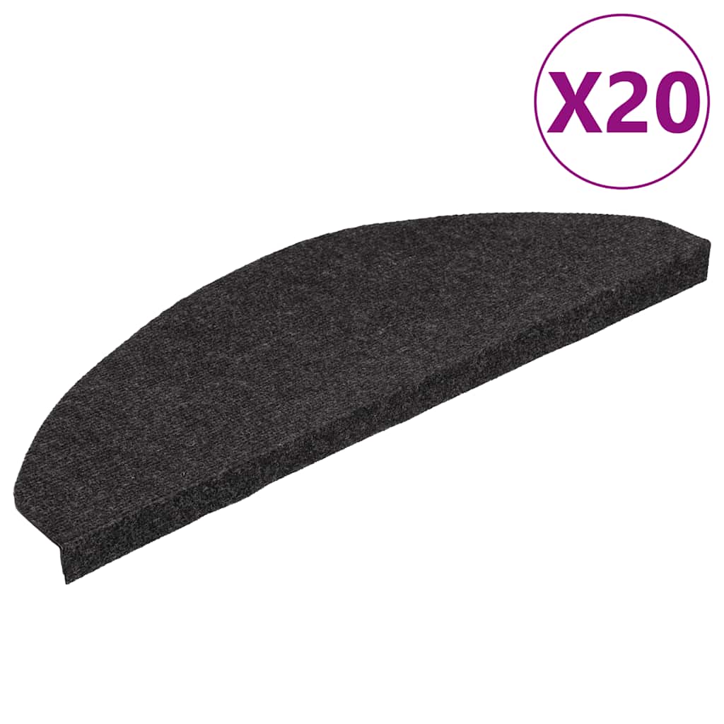VidaXL tapis d'escalier auto-adhésifs 20 pcs 65x22,5x3,5 cm noir