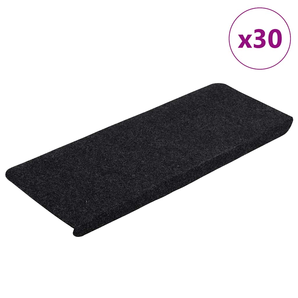 VidaXL tapis d'escalier auto-adhésifs 30 pcs 65x24,5x3,5 cm noir