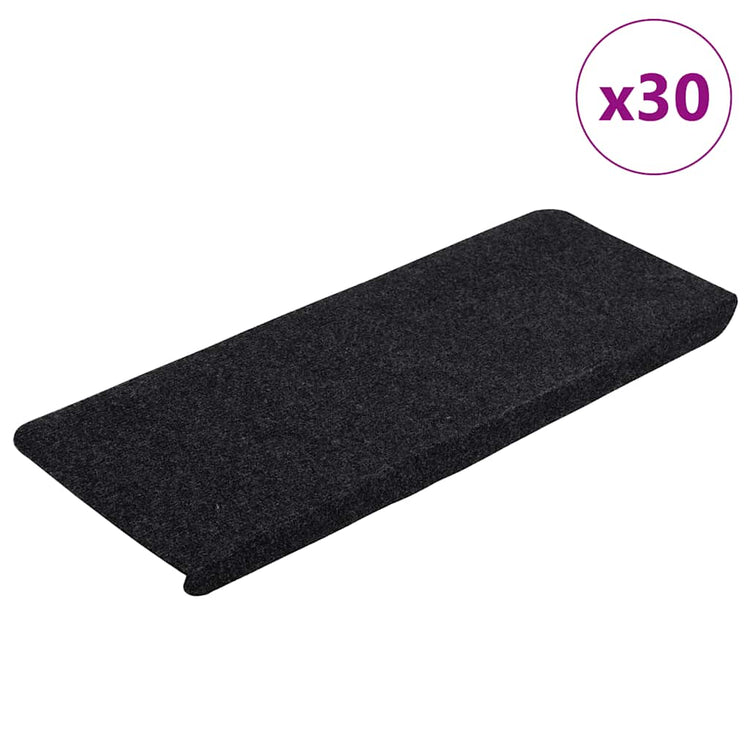 VidaXL tapis d'escalier auto-adhésifs 30 pcs 65x24,5x3,5 cm noir