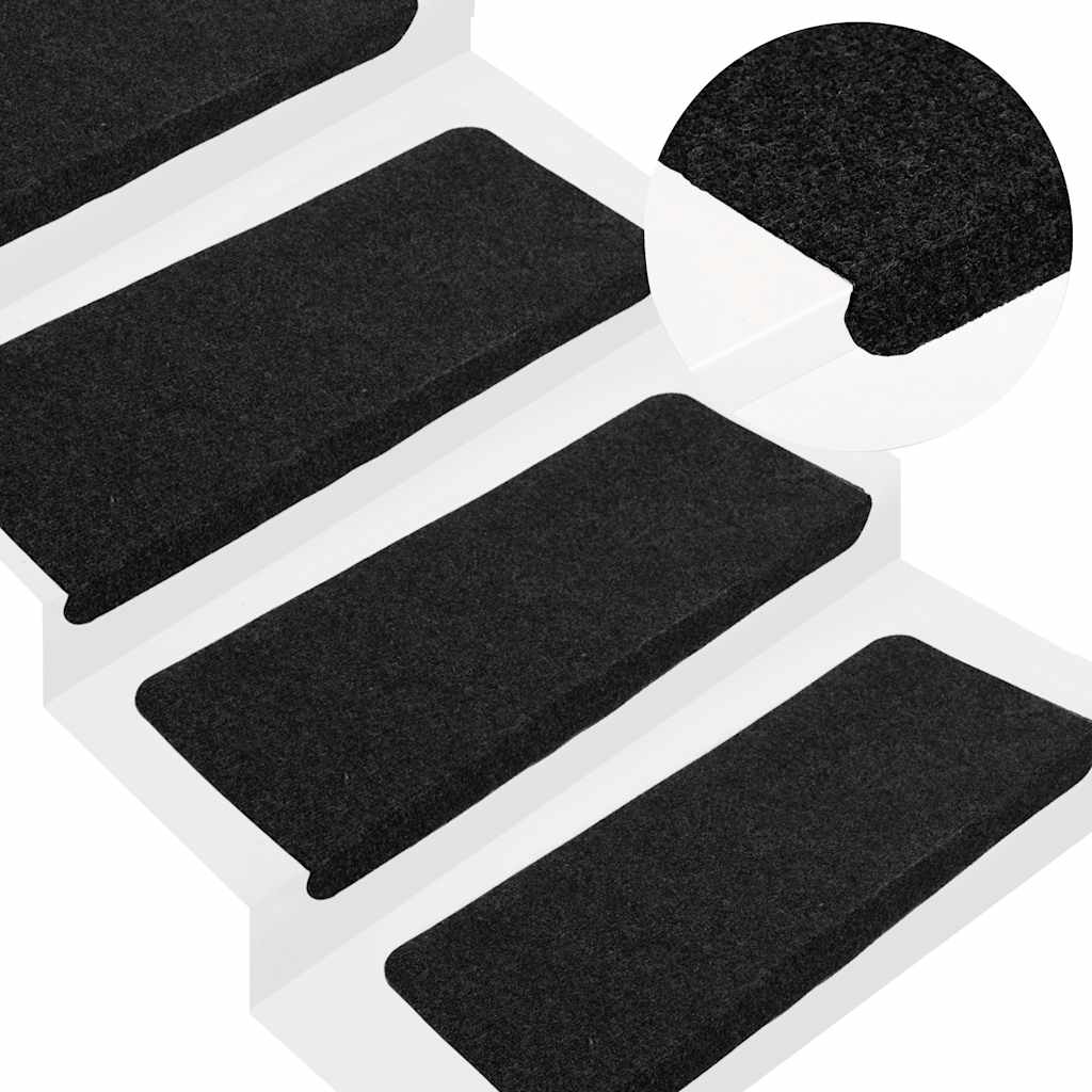 VidaXL tapis d'escalier auto-adhésifs 30 pcs 65x24,5x3,5 cm noir